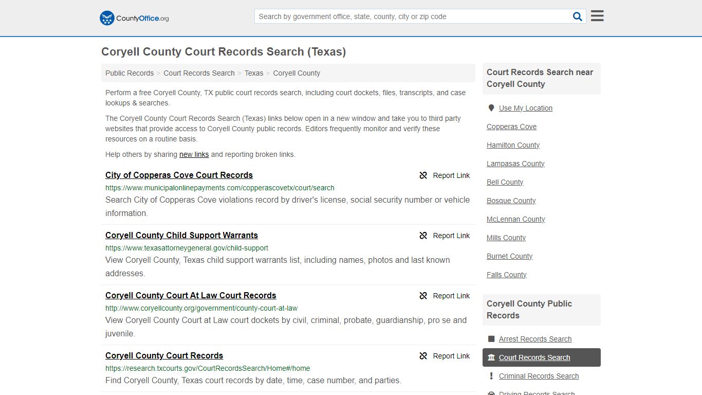 Coryell County Court Records Search (Texas) - County Office