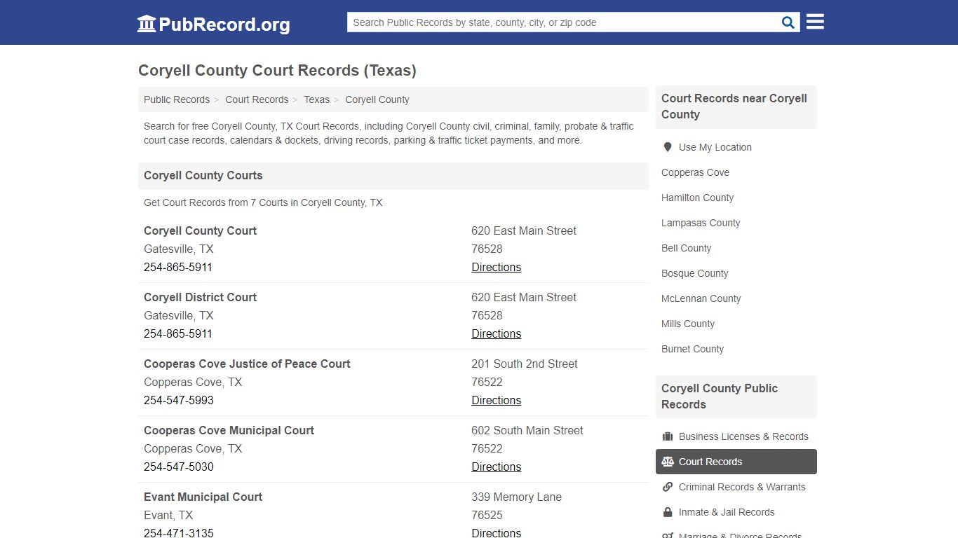 Free Coryell County Court Records (Texas Court Records) - PubRecord.org